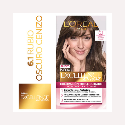 Loreal Excellence Creme Tinte Permanente 6.1 Rubio Oscuro Ceniza