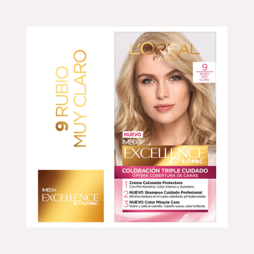 Loreal Excellence Creme Tinte Permanente 9 Rubio Muy Claro